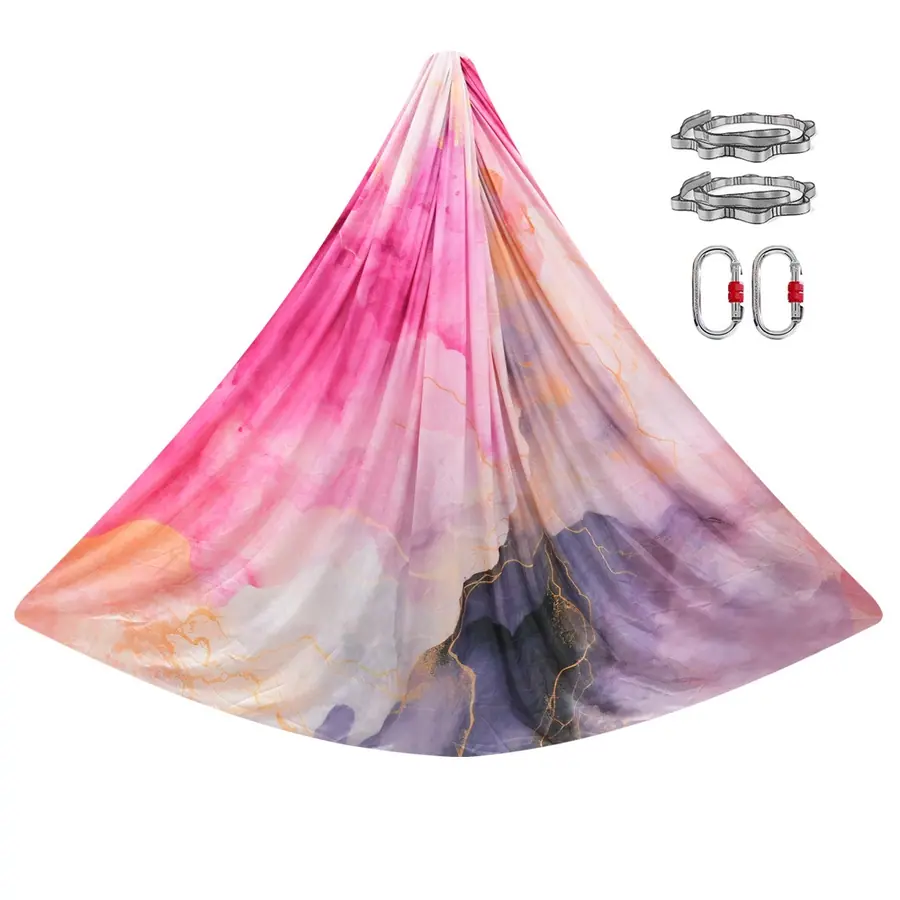 Farbenfrohe Aerial-Yoga-Tücher